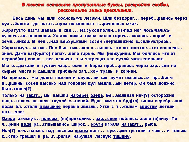 В тексте вставьте пропущенные буквы, раскройте скобки, расставьте знаки препинания.    